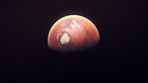 Spinning Planet Mars In Dark Space - animation	