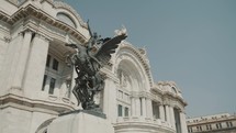 Pegasus Statue and Bellas Artes Palace in Mexico city - Orbit Shot	