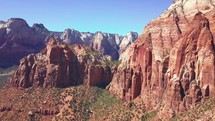 Cinematic aerial view of the beautiful Zion National Park.