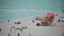 Lifeguard tower on Mid Beach in Miami Beach Florida