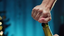 Slow motion of a Champagne bottle opening 