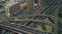 Aerial View Of Emirates City With Heavy Traffic In The Highway Street