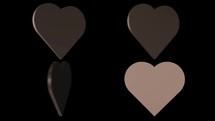 Valentines golden 3D hearts rotating loop on black background