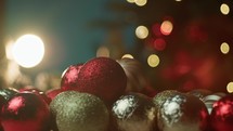 Christmas Balls with blurred flashing lights 