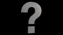 Grey Question mark sign rotating loop on black background