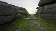 Dartmoor Granite Rock Tors With Setting Sun