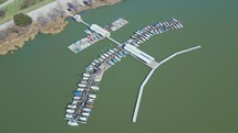 Aerial of Boat Dock and Marina at White Rock Lake in Dallas, Texas	