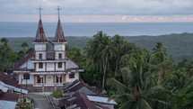 Nias Island, North Sumatra, Indonesia - Time Lapse of Church Near Bawomataluo Village During Sunset