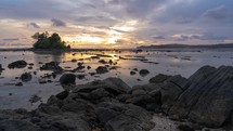 Beautiful Sunset Time Lapse of Lagundri Beach in Nias Island, North Sumatra, Indonesia