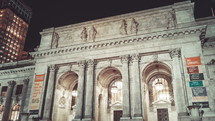 New York Public Library at night 