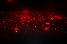 AI generated image. Dark red abstract background with a network grid