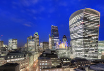 Elevated view of the Financial district of London. UK- for editorial use only 
