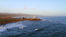 Pigeon Point Lighthouse sunset aerial 