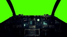 Spaceship Cockpit in a Pilot Point of view on a Green Screen Background