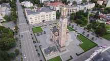 Aerial View Of The Serbian Byzantine Style Cathedral of Christ the Saviour In The Heart Of Banja Luka. Orbit Motion, Establishing Shot