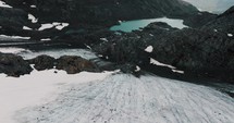 Glaciar Vinciguerra And Tempanos Lagoon In Ushuaia, Argentina - Aerial Drone Shot