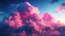 AI Generated Image. Infrared shot of the fluffy pink cloud