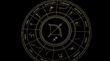 SAGITTARIUS Sign in the Zodiac Wheel With Star Constellations