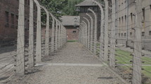 Concentration Camp - pavilion and fence. 