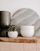 marble cutting board and bowls 