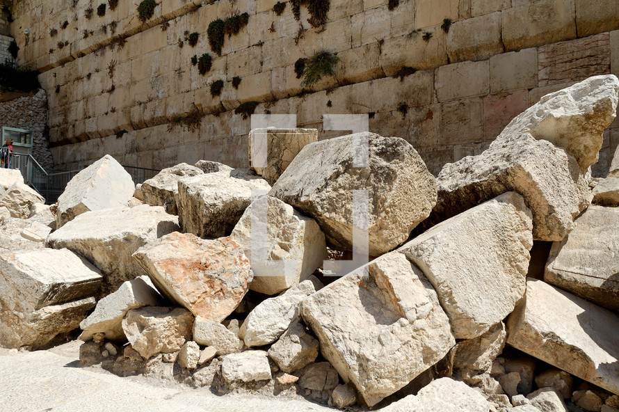 Fallen stones from the Temple Mount destruction.