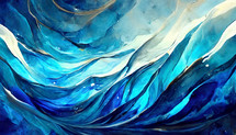 waves of the sea water media abstract painting