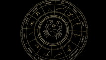 CANCER Sign in the Zodiac Wheel With Star Constellations