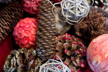decorated holiday pine cones 