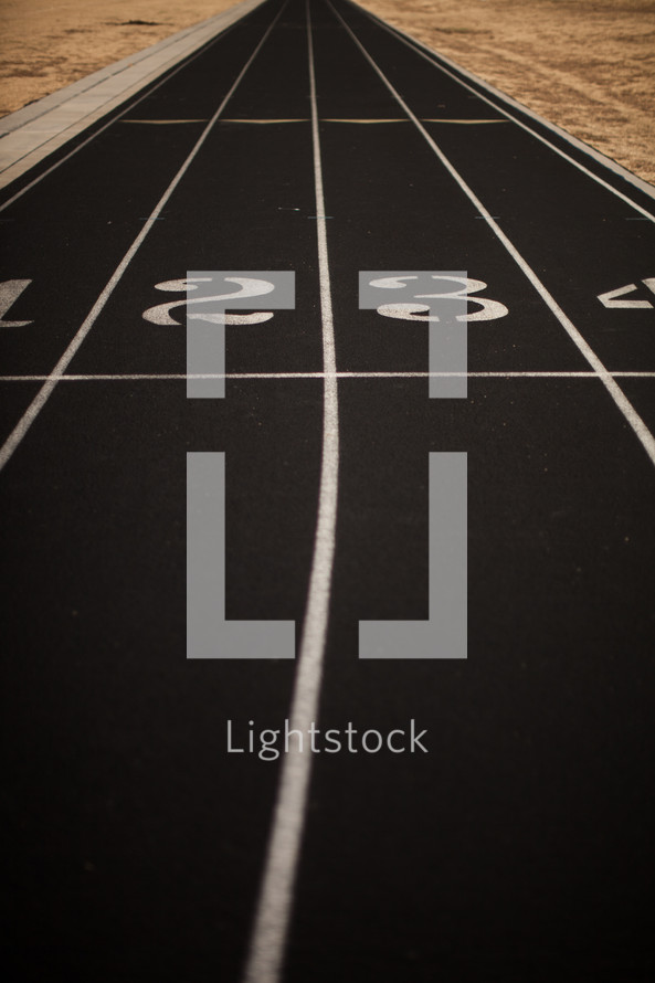 starting line and lanes on a track 