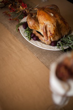 turkey on a Thanksgiving dinner table 