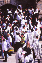 People gathered in Jerusalem at the Wailing Wall