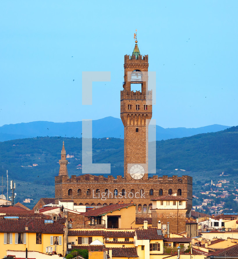 Palazzo Vecchio in Piazza della Signoria, Historic building where there is currently the town hall. Florence, Italy