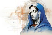 Digital illustration of Mother Mary