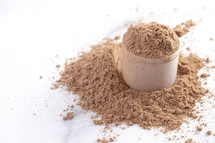 Chocolate Protein Powder Shake Isolated on a White Background