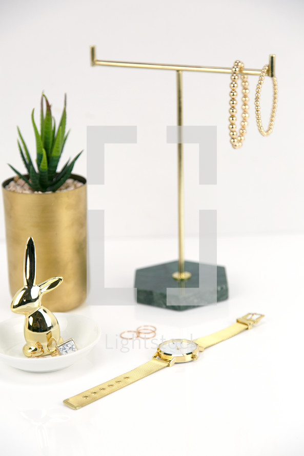 jewelry and house plant 