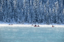 Multiple Canoes on Lake Louise 