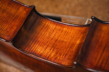 Up close of the side of a cello