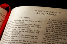 Open Bible in the book of Mark
