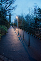 path at night in a park in Edinburgh 