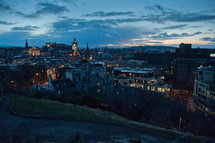 view of Edinburgh at night 