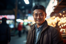 Middle-Aged Asian Man In Market