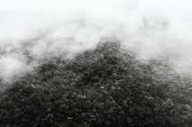 fog and clouds over a mountain 