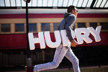 man in a hurry