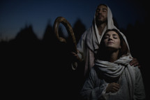 Joseph and Mary praying to God 