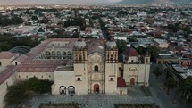 Santo Domingo Church In The City Oaxaca, Mexico - aerial drone shot	