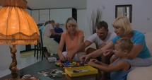 Family leisure with playing toys together