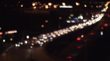 Car traffic in night city, defocus