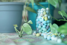 candy eggs in a mason jar 