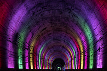 Lighted Japanese train tunnel in korea