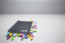 Sticky notes in a notepad